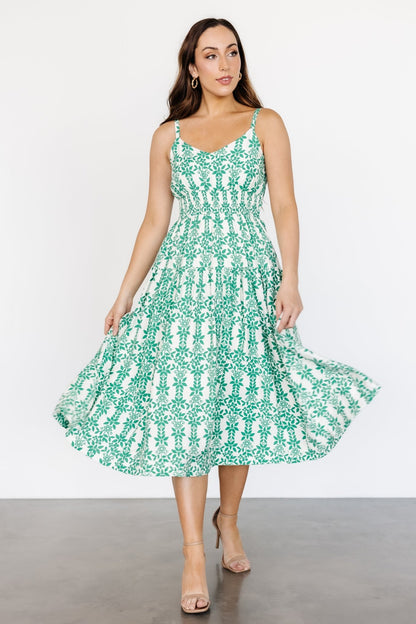 Thebes Tank Midi Dress | Green Print - Baltic Born