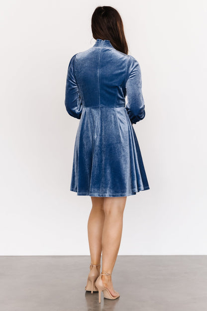 Tina Velvet Short Dress | Blue - Baltic Born