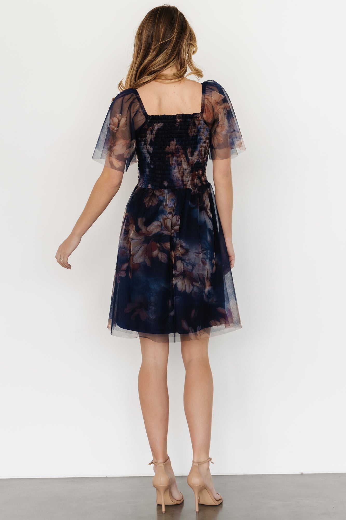 Tivoli Tulle Short Dress | Dark Blue Floral - Baltic Born