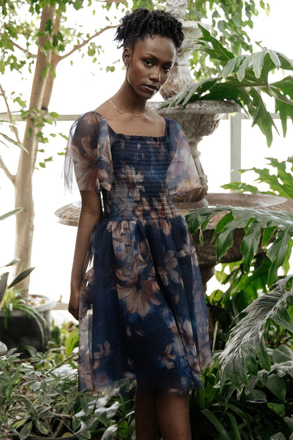 Tivoli Tulle Short Dress | Dark Blue Floral - Baltic Born