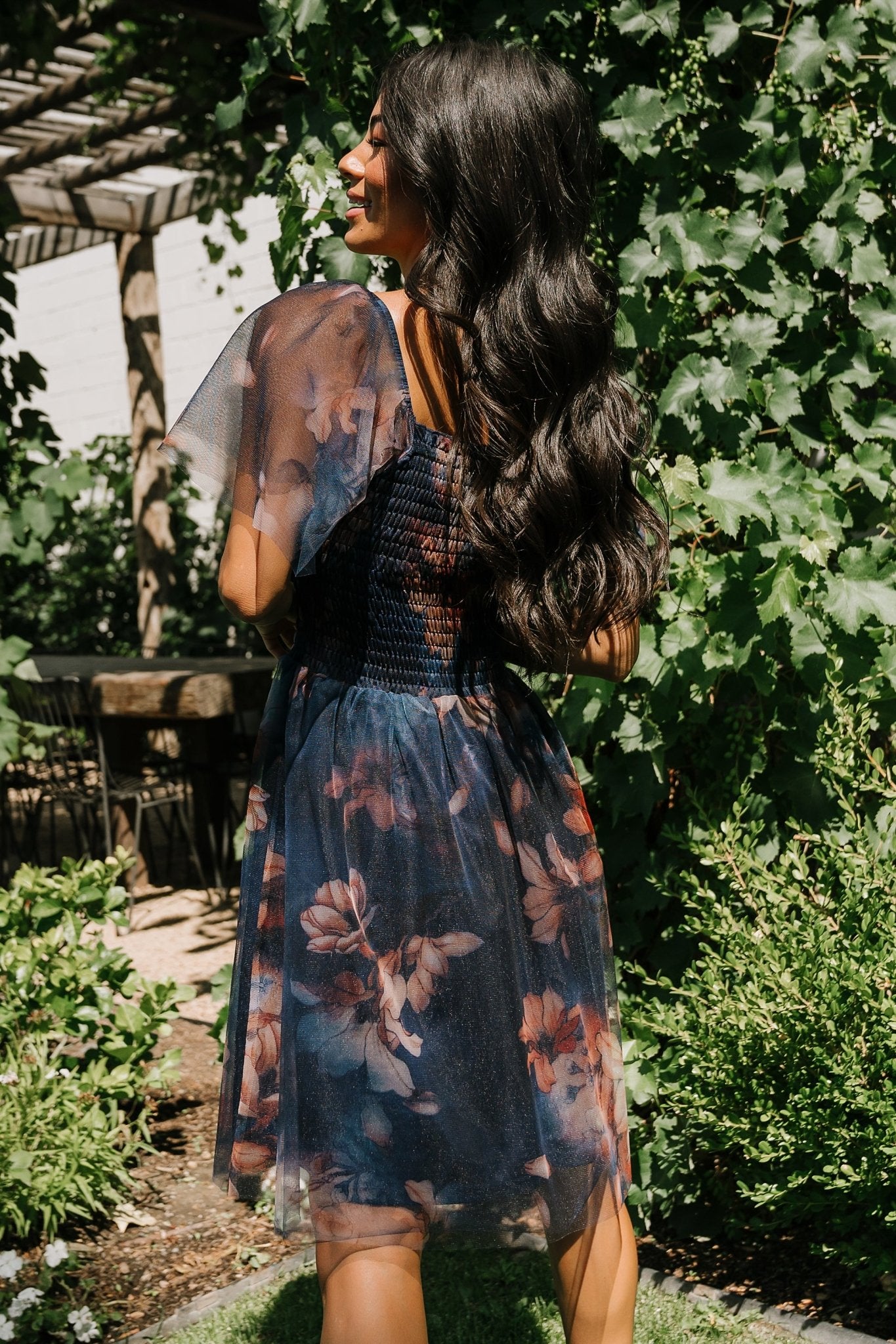 Tivoli Tulle Short Dress | Dark Blue Floral - Baltic Born