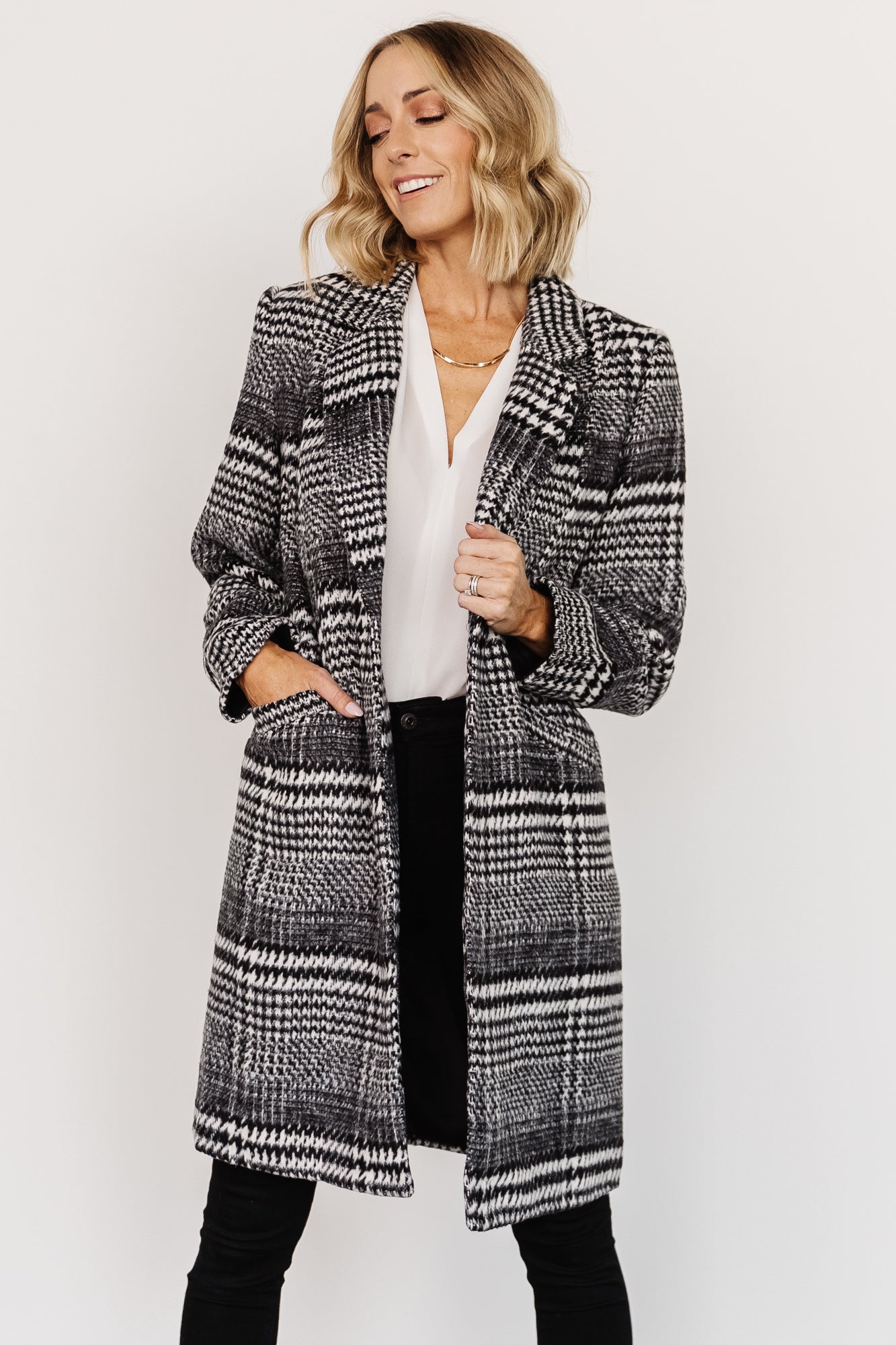 Townley Houndstooth Coat | Black + Off White - Baltic Born