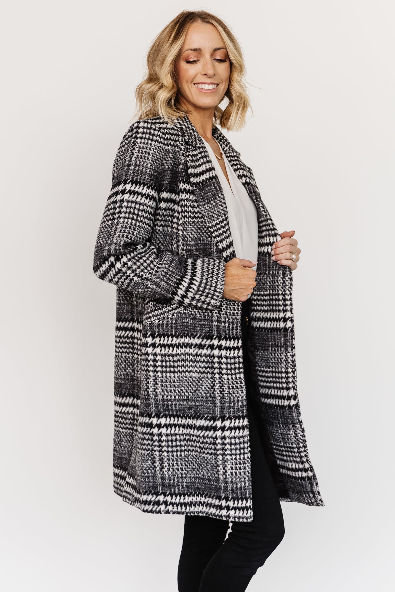 Townley Houndstooth Coat | Black + Off White - Baltic Born