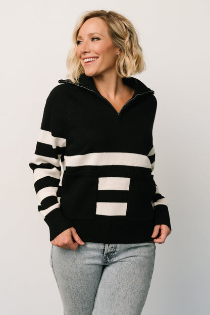 Trish Striped Sweater | Black + Off White - Baltic Born