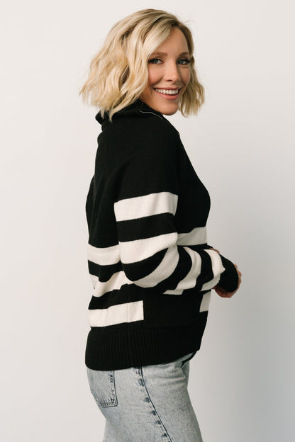 Trish Striped Sweater | Black + Off White - Baltic Born