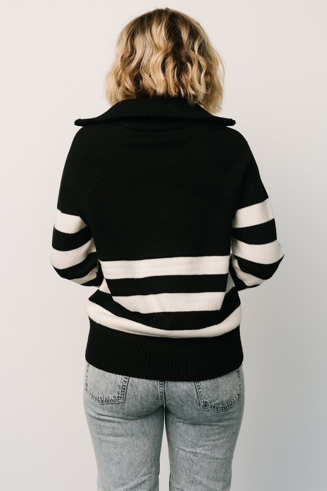 Trish Striped Sweater Black Off White