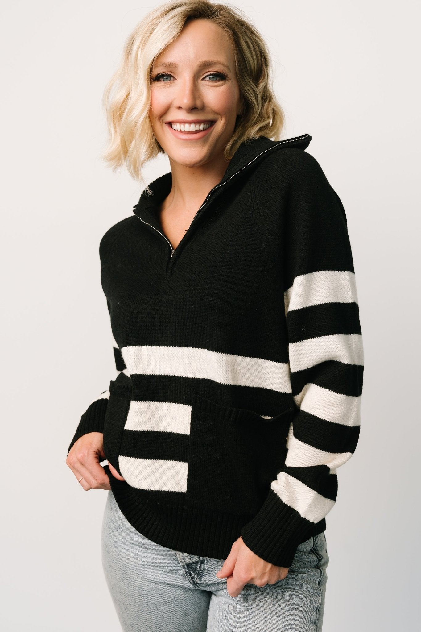 Trish Striped Sweater | Black + Off White - Baltic Born