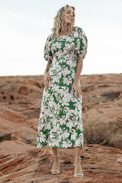 Tucson Midi Dress | Green + Pink - Baltic Born