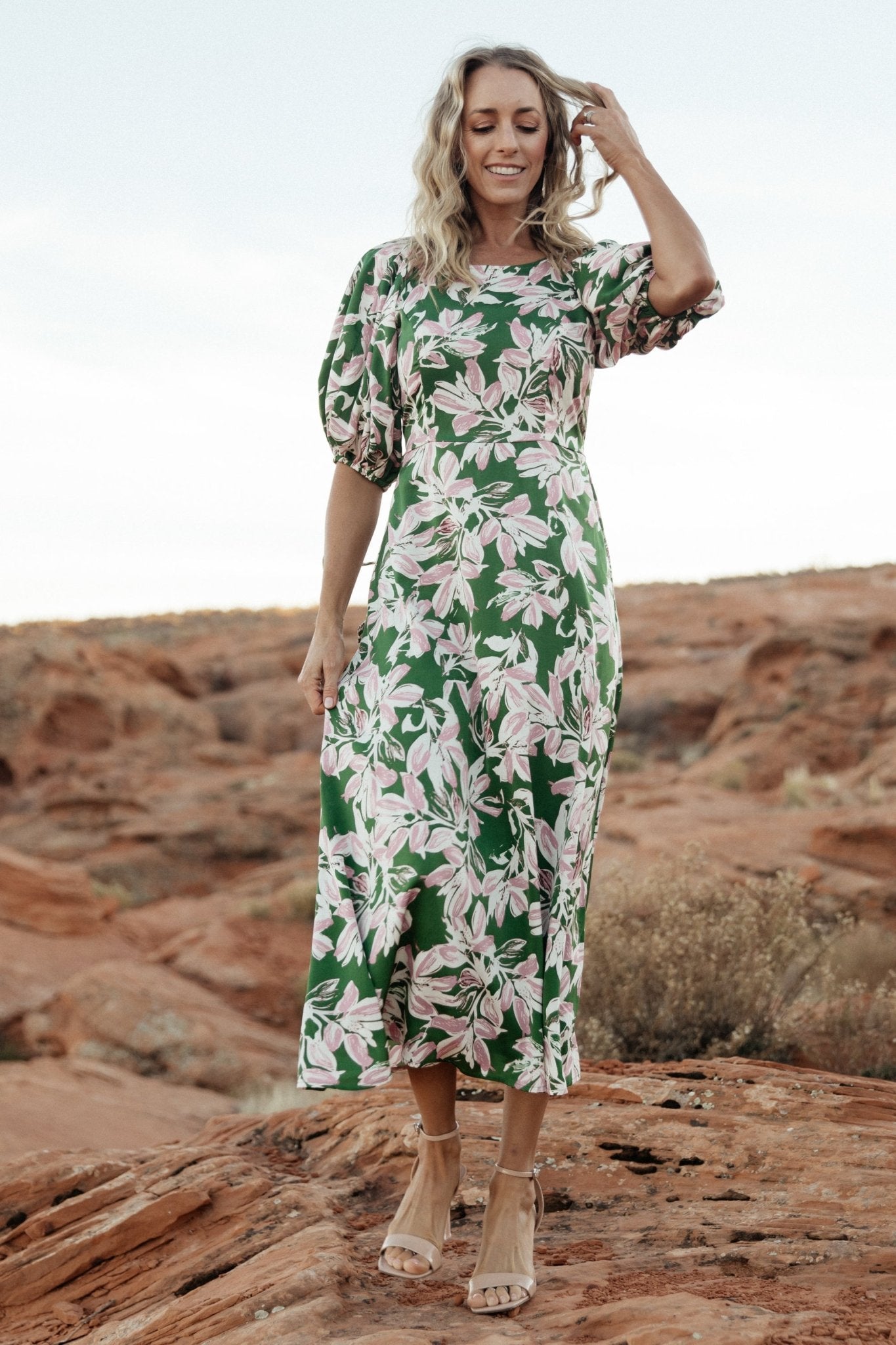 Tucson Midi Dress | Green + Pink - Baltic Born