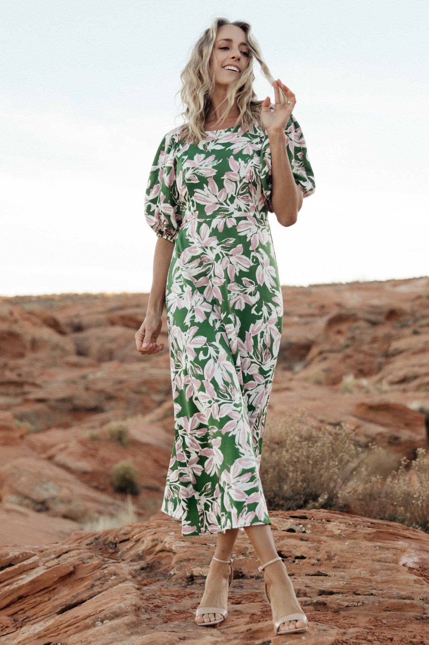 Tucson Midi Dress | Green + Pink - Baltic Born