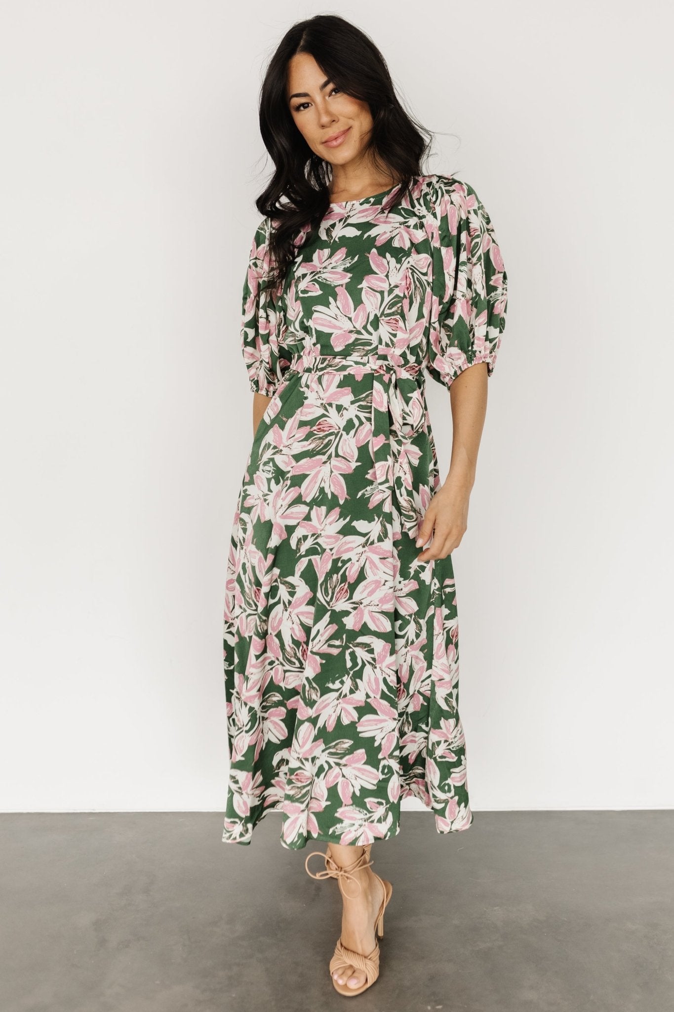 Tucson Midi Dress Green + Pink Baltic Born