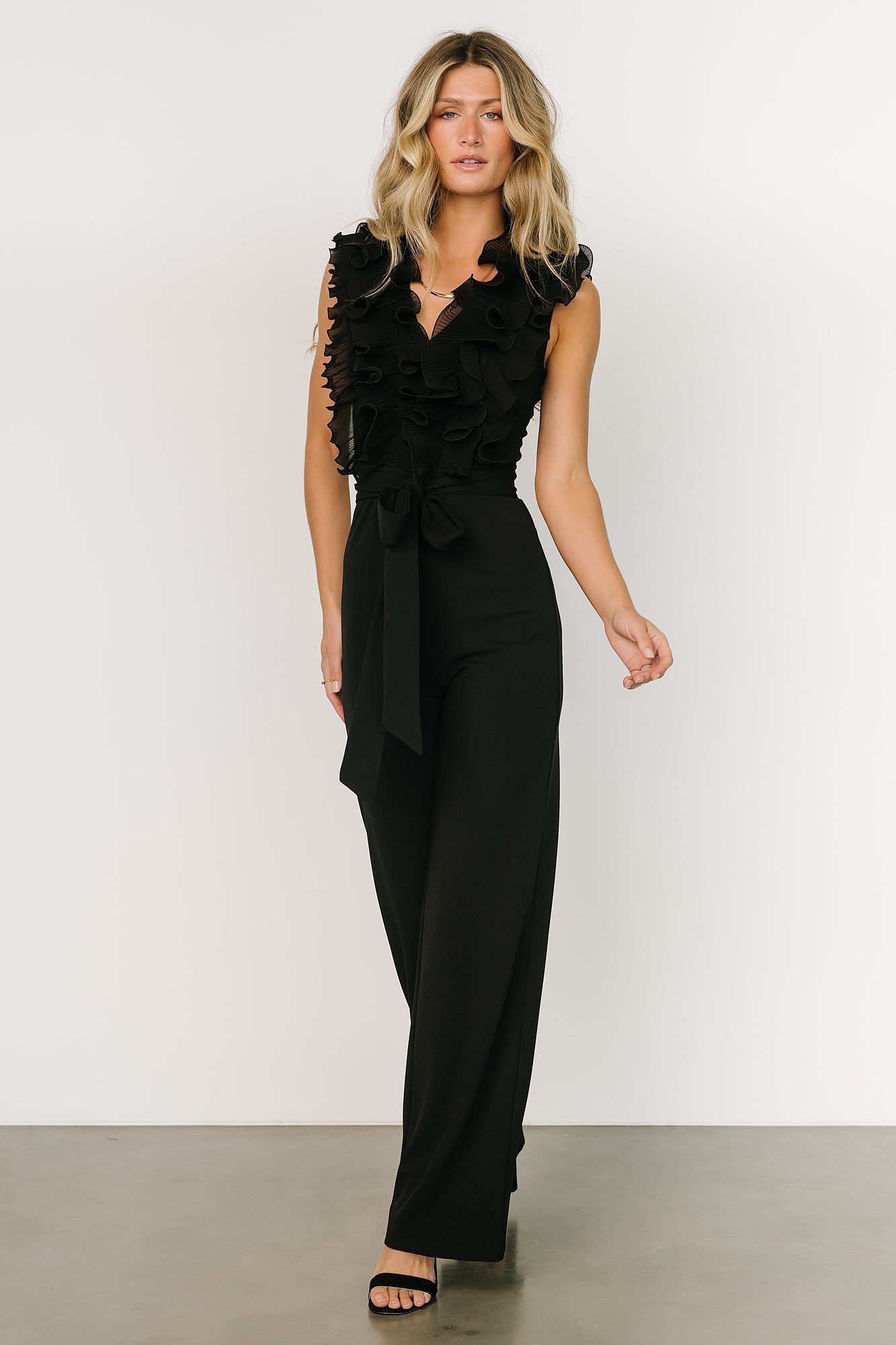 Tyra Ruffle Tank Jumpsuit | Black - Baltic Born