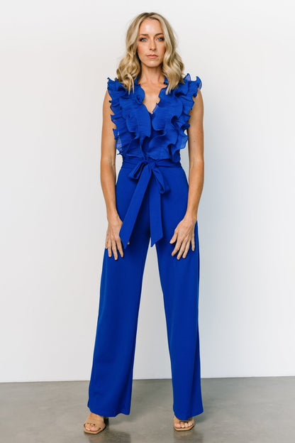 Tyra Ruffle Tank Jumpsuit | Cobalt - Baltic Born