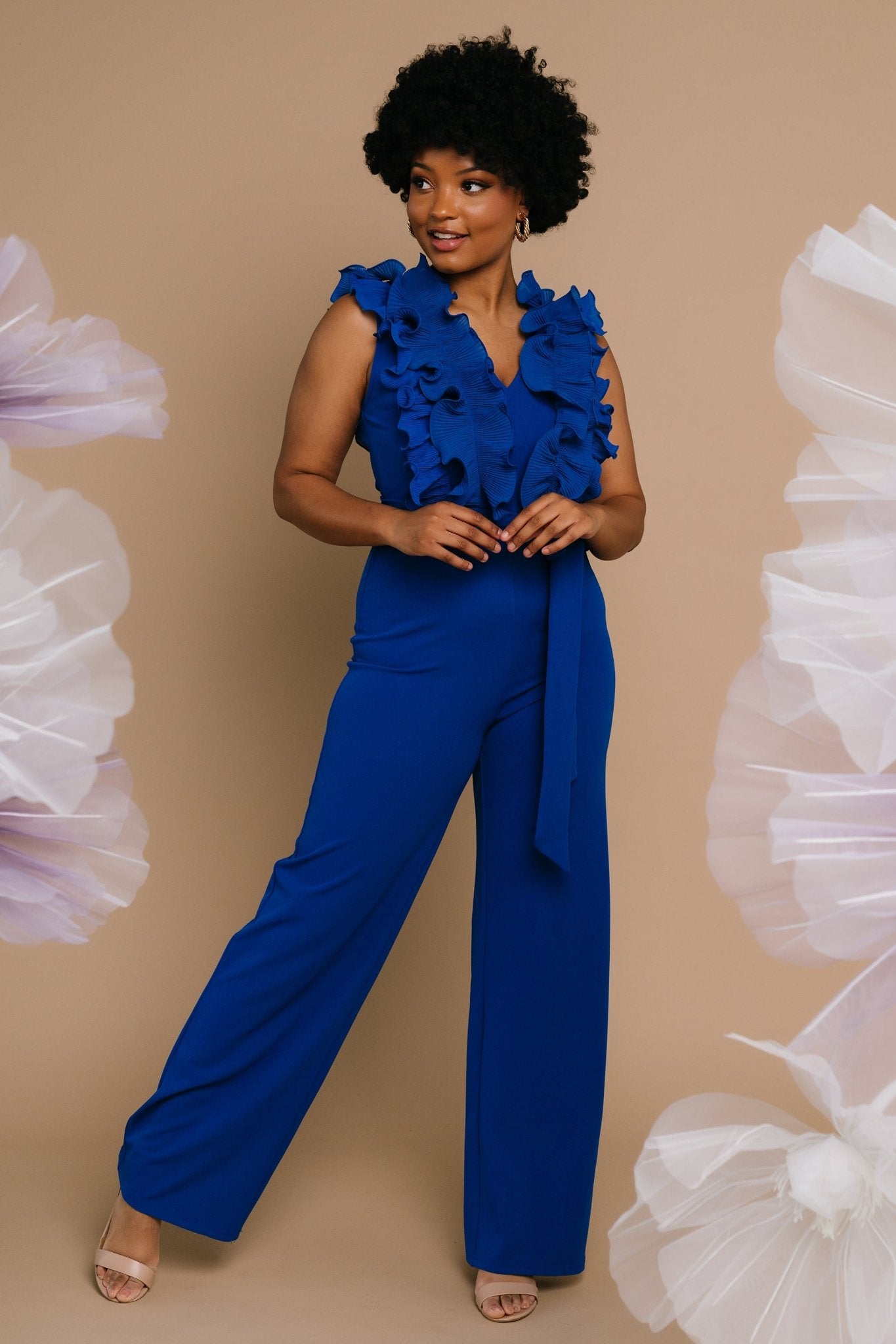 Tyra Ruffle Tank Jumpsuit | Cobalt - Baltic Born