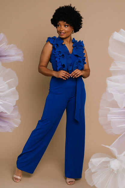 Tyra Ruffle Tank Jumpsuit | Cobalt - Baltic Born