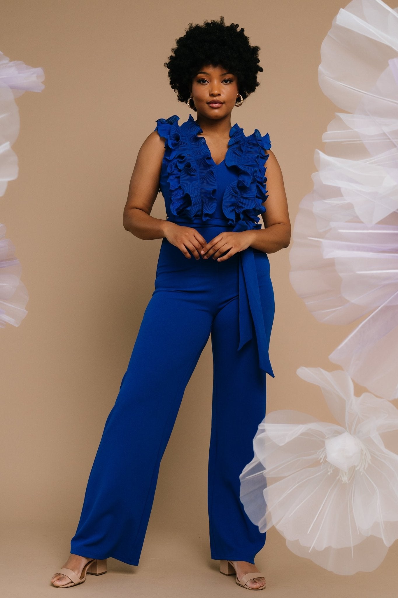 Tyra Ruffle Tank Jumpsuit | Cobalt - Baltic Born