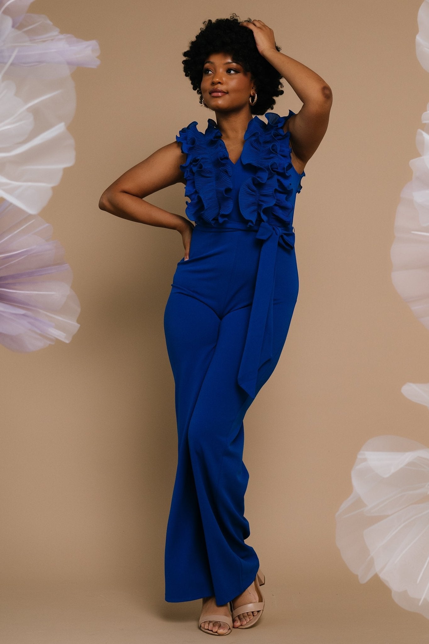 Tyra Ruffle Tank Jumpsuit | Cobalt - Baltic Born