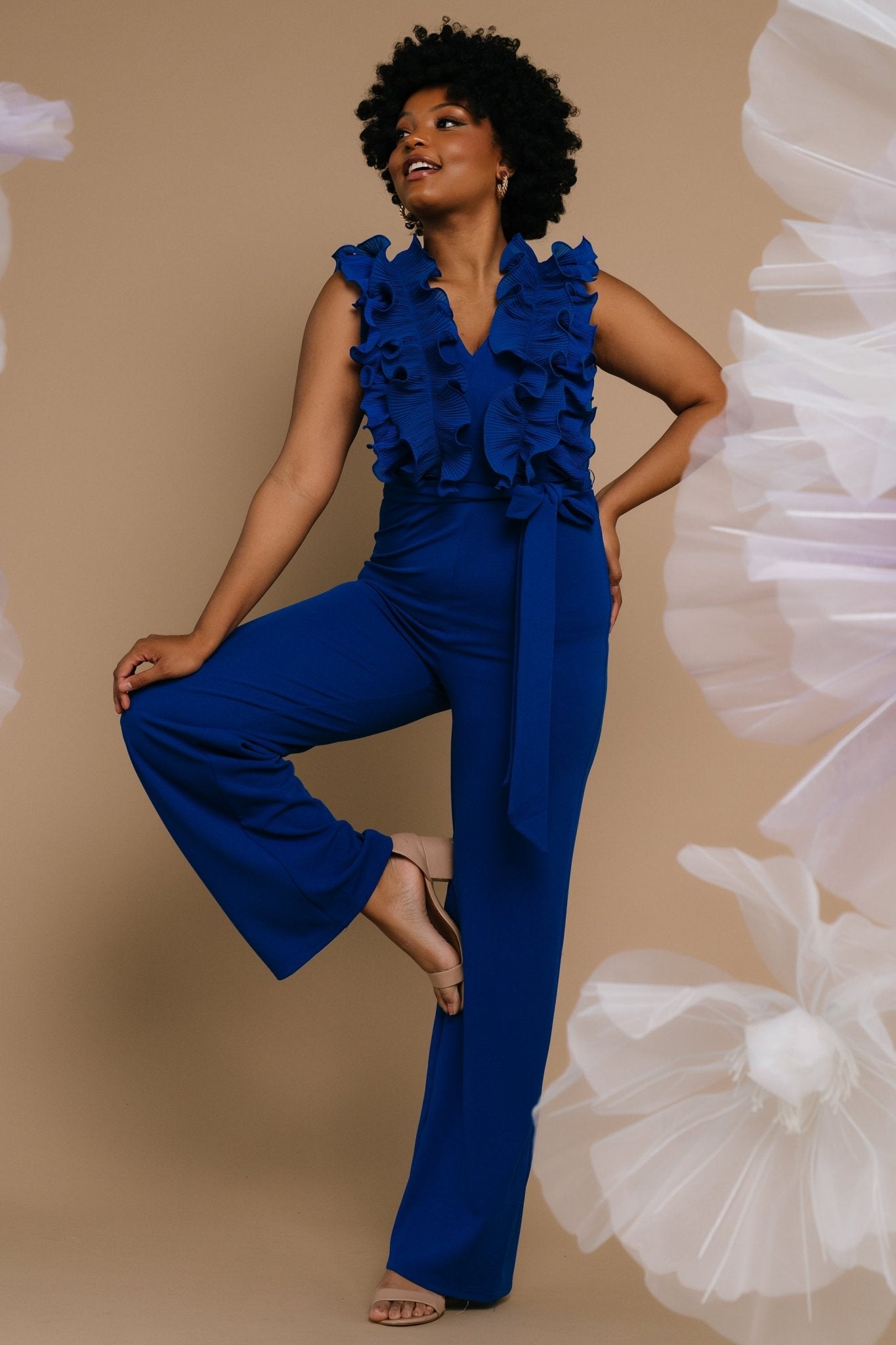 Tyra Ruffle Tank Jumpsuit | Cobalt - Baltic Born