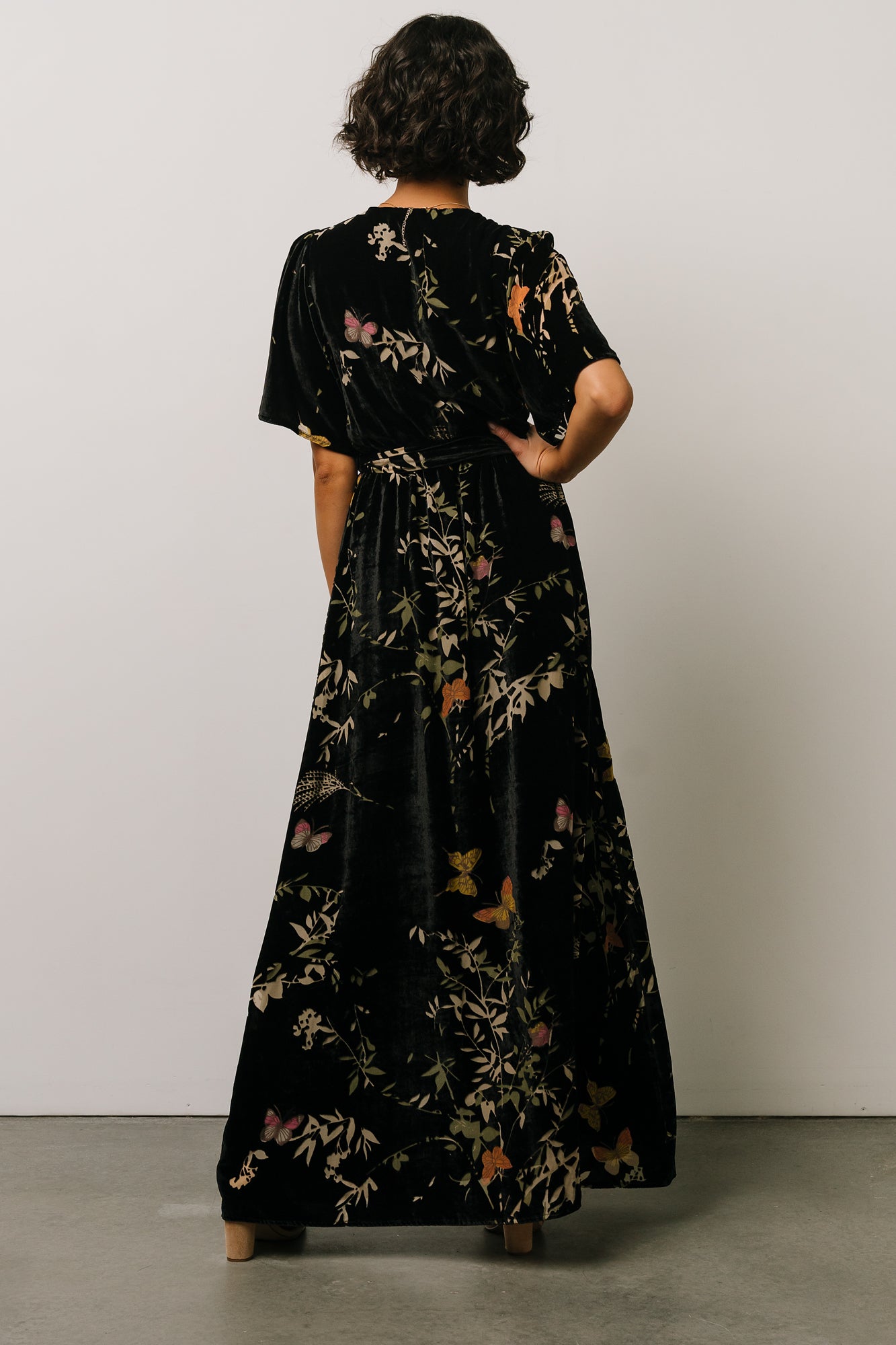 Uma Velvet Maxi Dress | Black Butterfly Print - Baltic Born