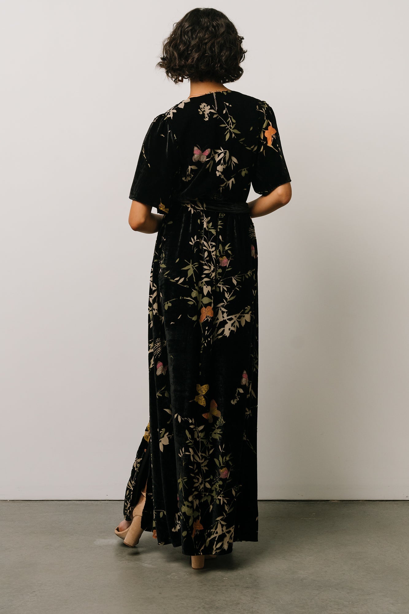 Uma Velvet Maxi Dress | Black Butterfly Print - Baltic Born