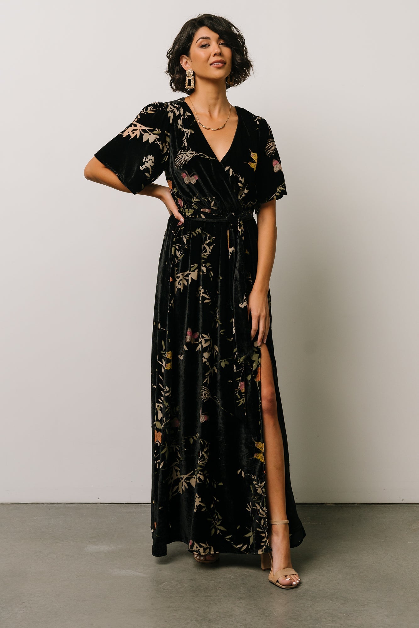 Uma Velvet Maxi Dress | Black Butterfly Print - Baltic Born