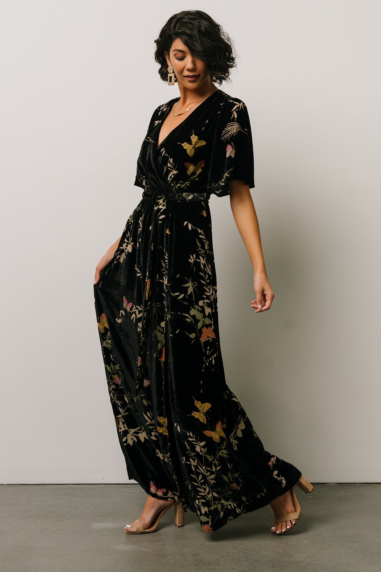 Uma Velvet Maxi Dress | Black Butterfly Print - Baltic Born