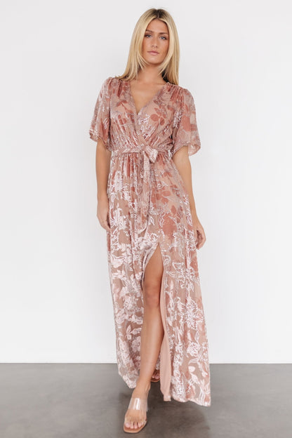 Uma Velvet Maxi Dress | Blush + Silver - Baltic Born