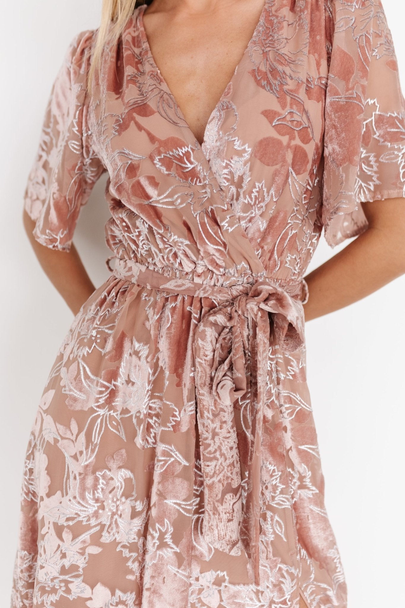 Uma Velvet Maxi Dress | Blush + Silver - Baltic Born