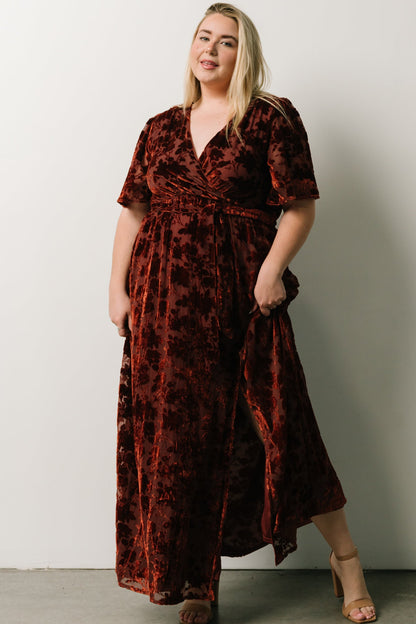 Uma Velvet Maxi Dress | Copper Floral - Baltic Born