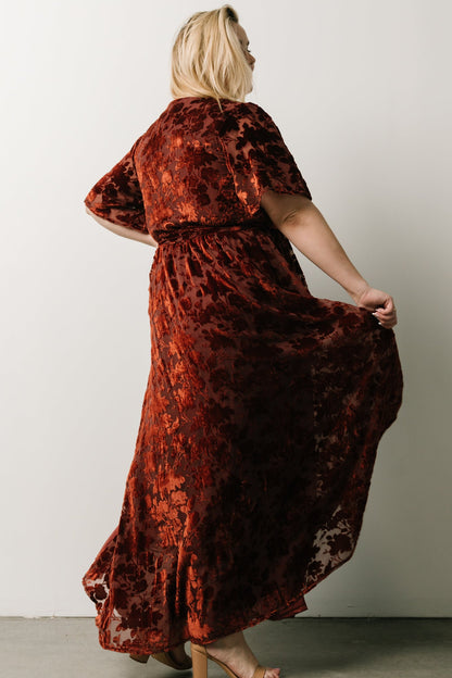 Uma Velvet Maxi Dress | Copper Floral - Baltic Born