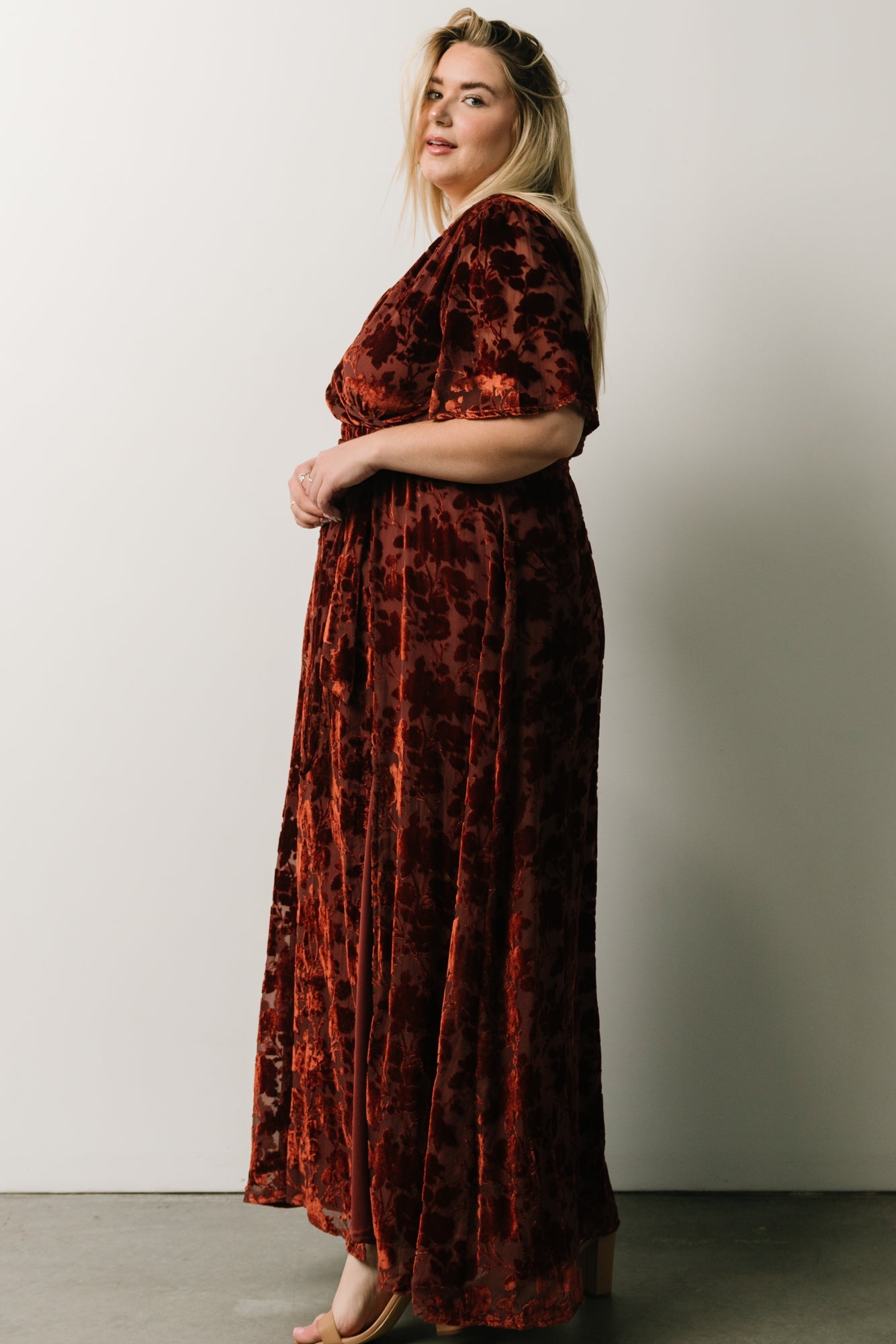 Uma Velvet Maxi Dress | Copper Floral - Baltic Born