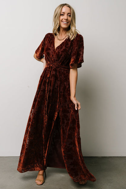 Uma Velvet Maxi Dress | Copper Floral - Baltic Born