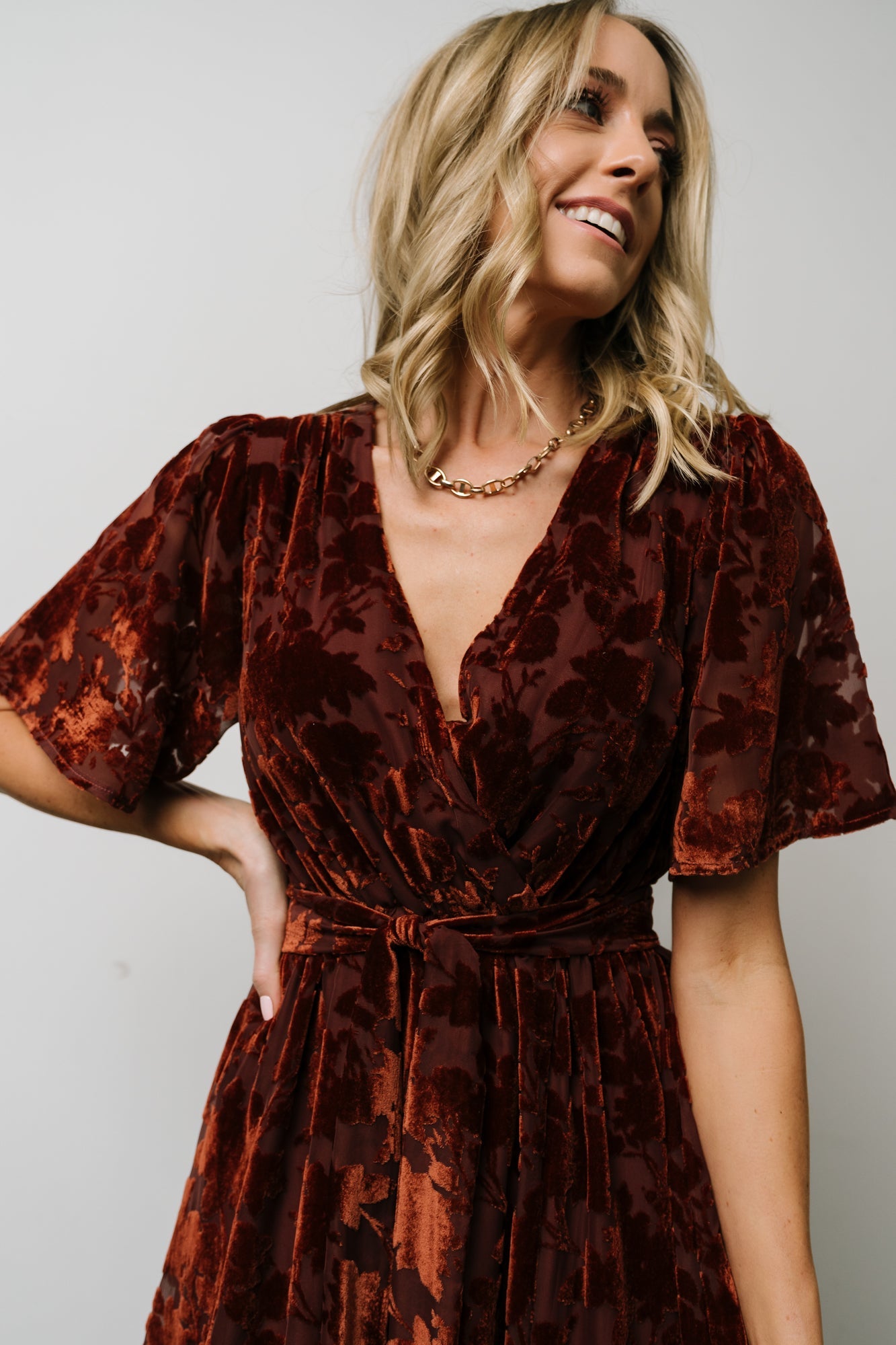 Uma Velvet Maxi Dress | Copper Floral - Baltic Born