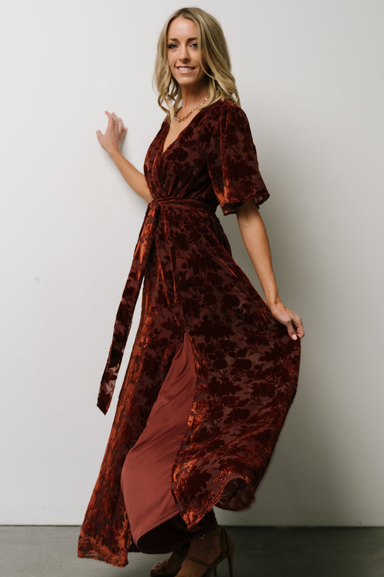 Uma Velvet Maxi Dress | Copper Floral - Baltic Born