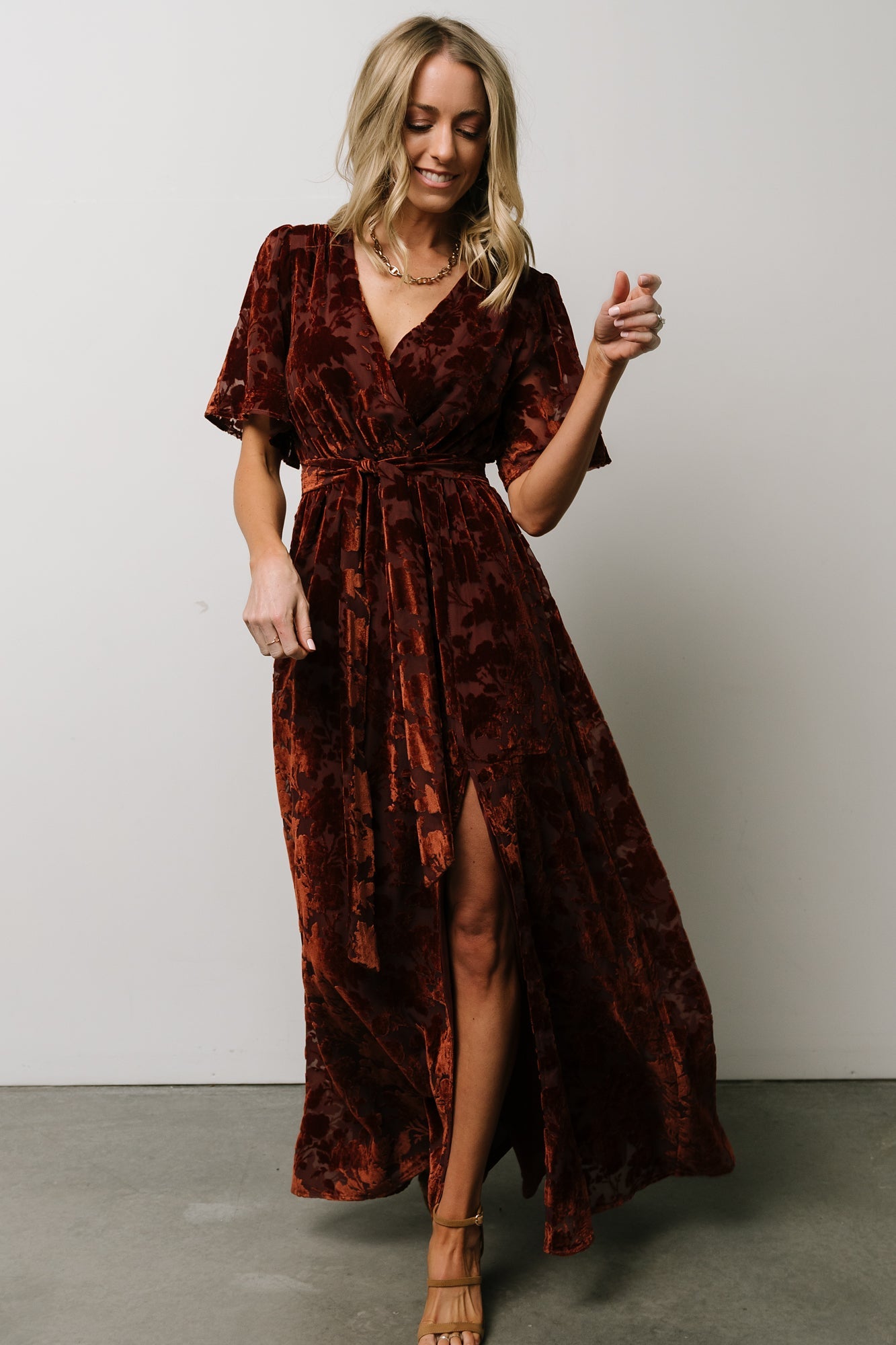 Uma Velvet Maxi Dress | Copper Floral - Baltic Born