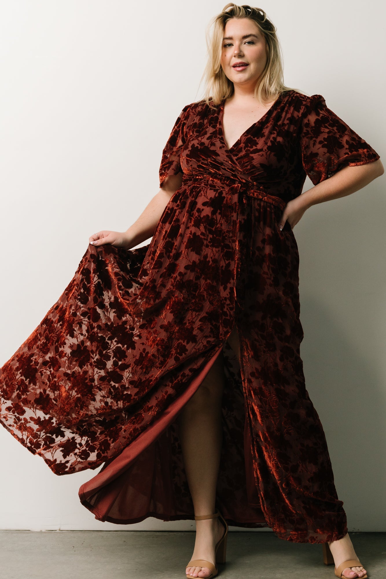 Uma Velvet Maxi Dress | Copper Floral - Baltic Born