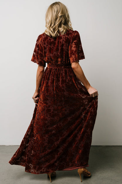 Uma Velvet Maxi Dress | Copper Floral - Baltic Born