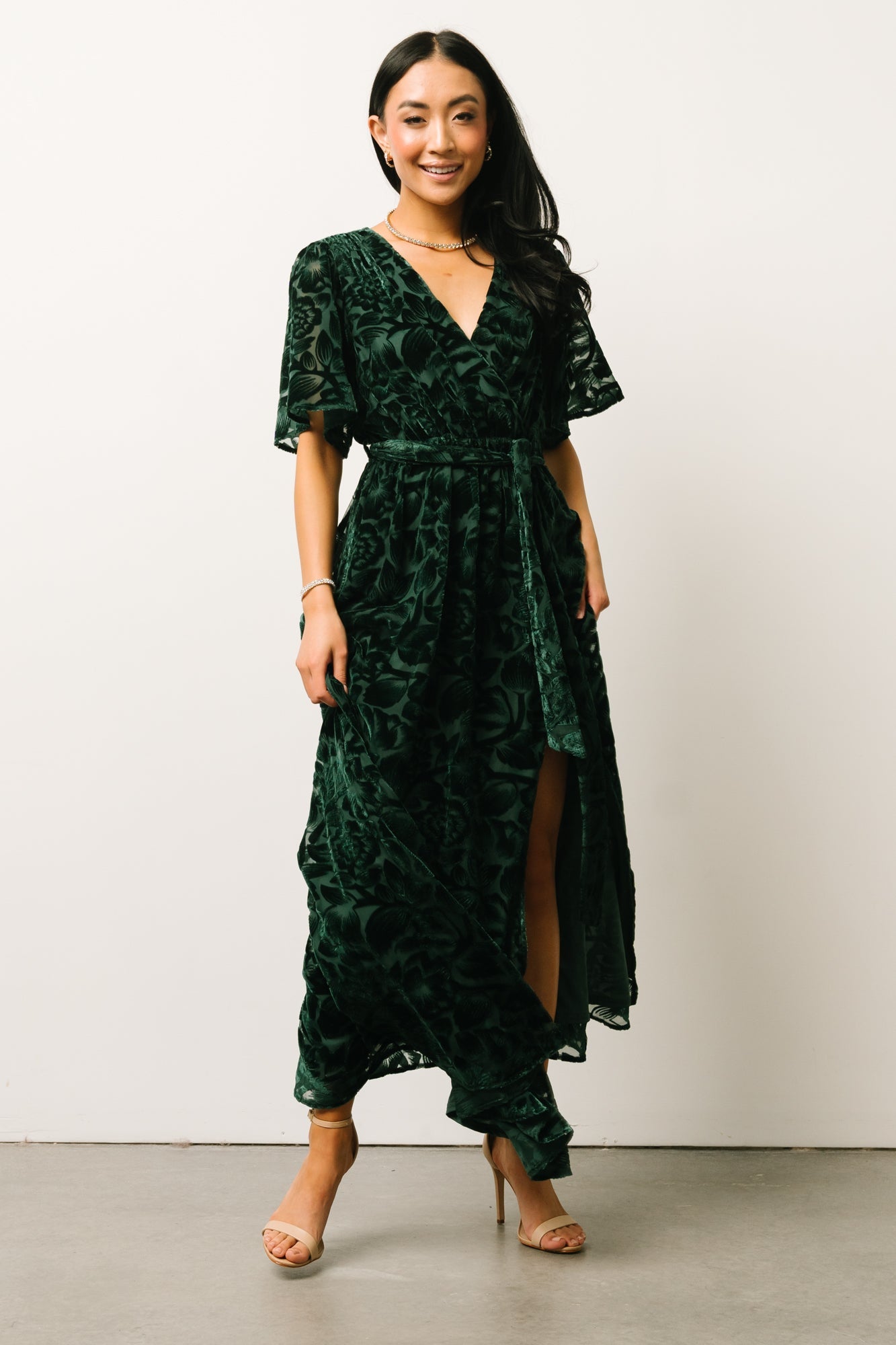 Uma Velvet Maxi Dress | Dark Green - Baltic Born