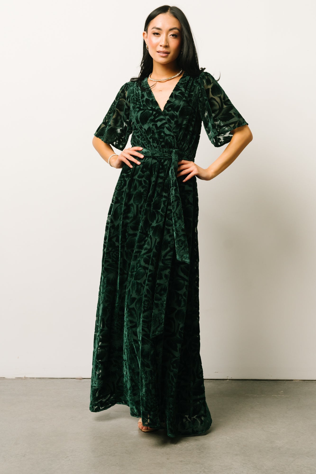 Uma Velvet Maxi Dress | Dark Green - Baltic Born