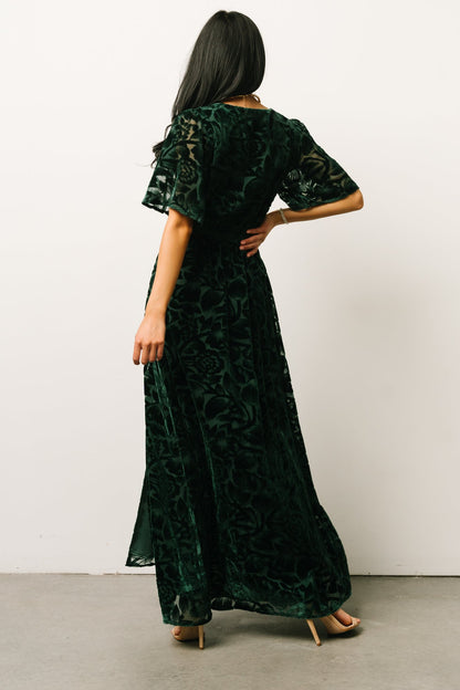 Uma Velvet Maxi Dress | Dark Green - Baltic Born