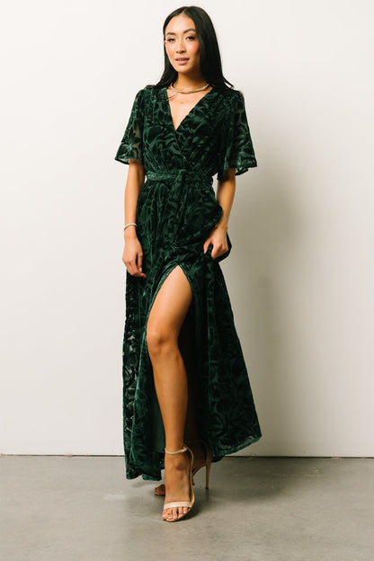 Uma Velvet Maxi Dress | Dark Green - Baltic Born