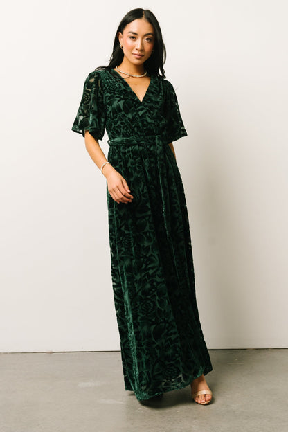 Uma Velvet Maxi Dress | Dark Green - Baltic Born