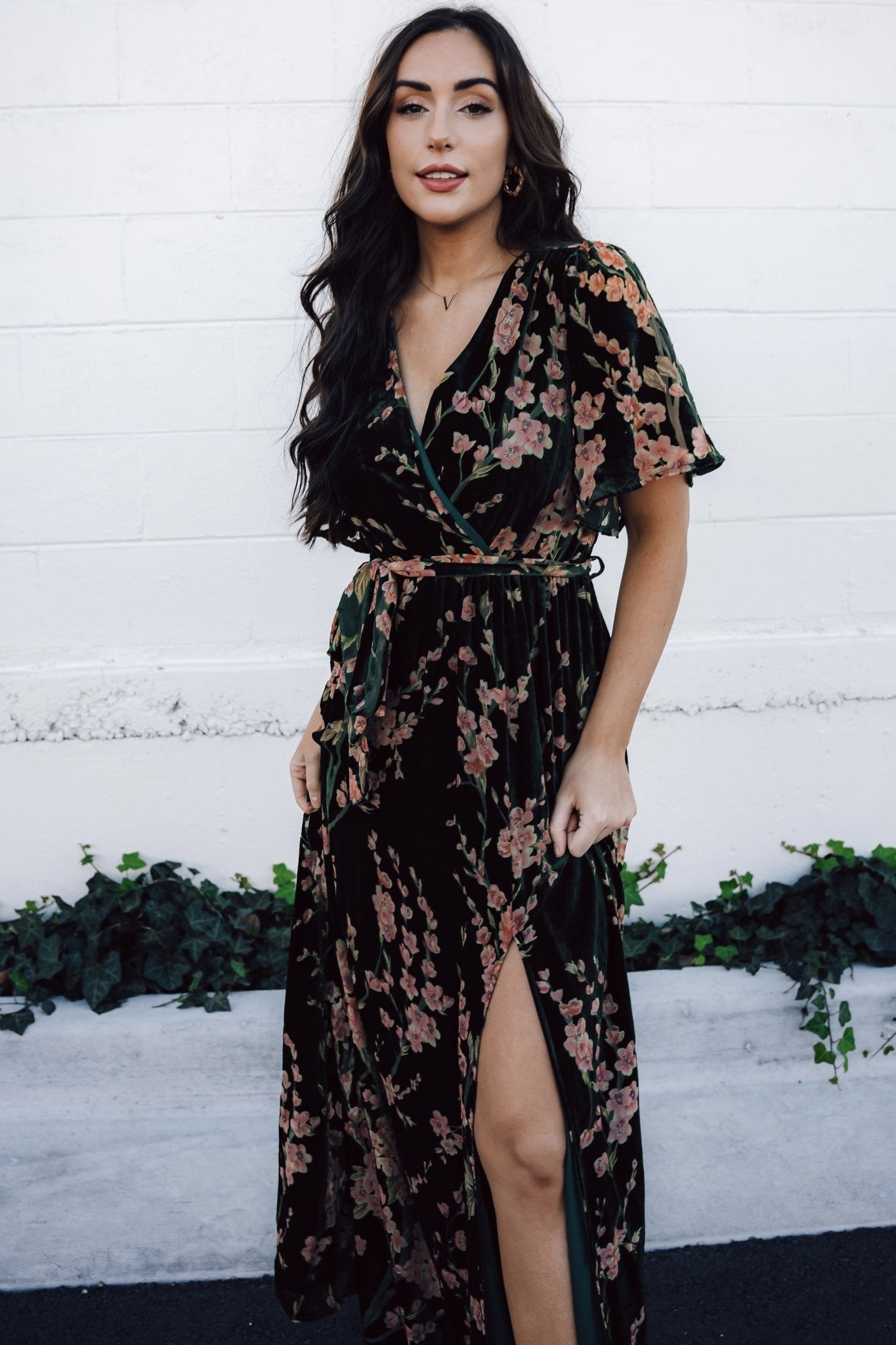 Uma Velvet Maxi Dress | Green Floral - Baltic Born