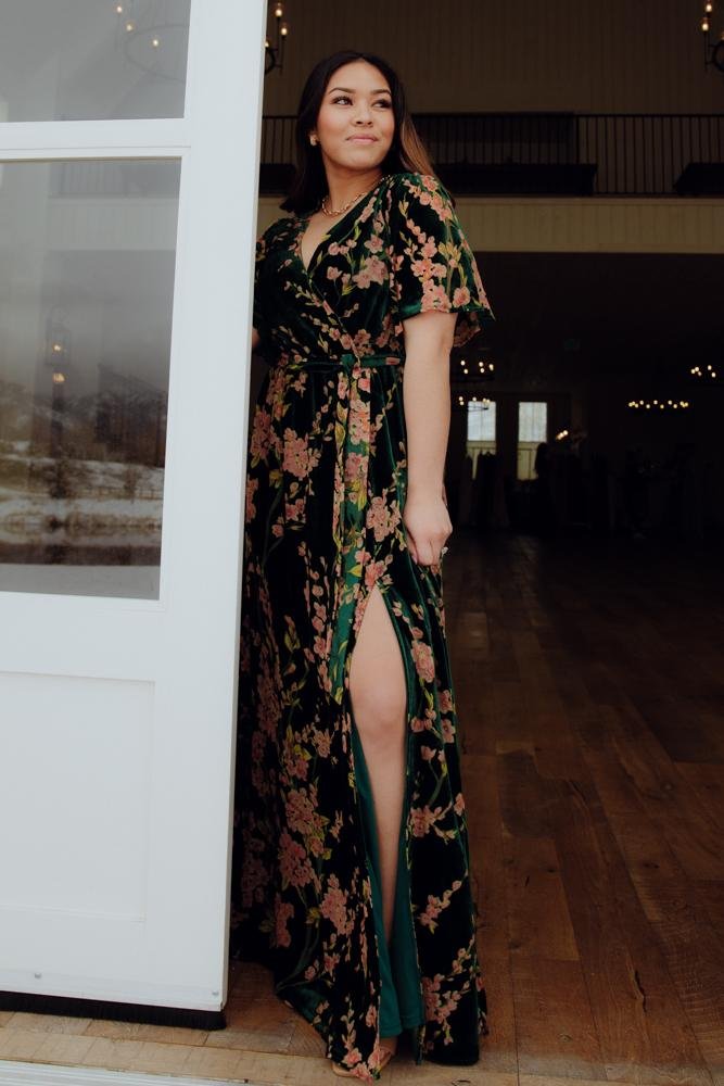 Uma Velvet Maxi Dress | Green Floral - Baltic Born