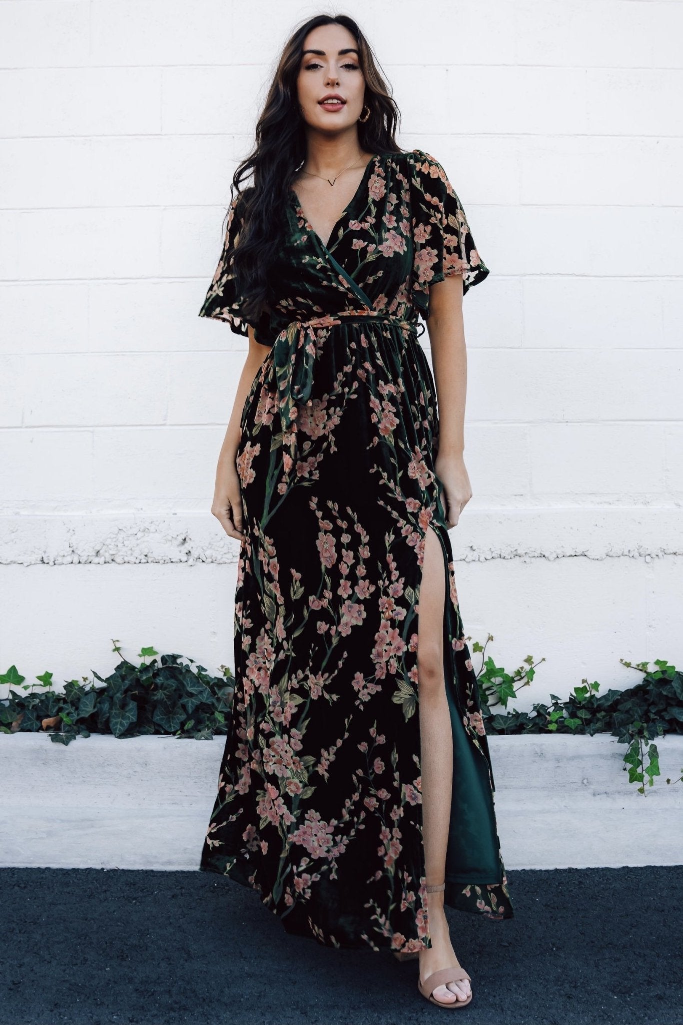 Uma Velvet Maxi Dress | Green Floral - Baltic Born