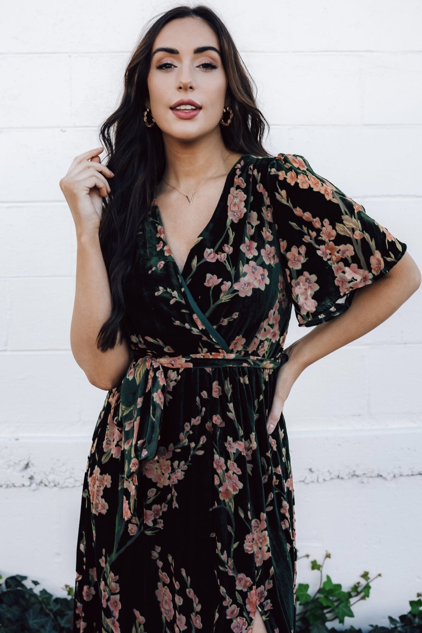 Uma Velvet Maxi Dress | Green Floral - Baltic Born