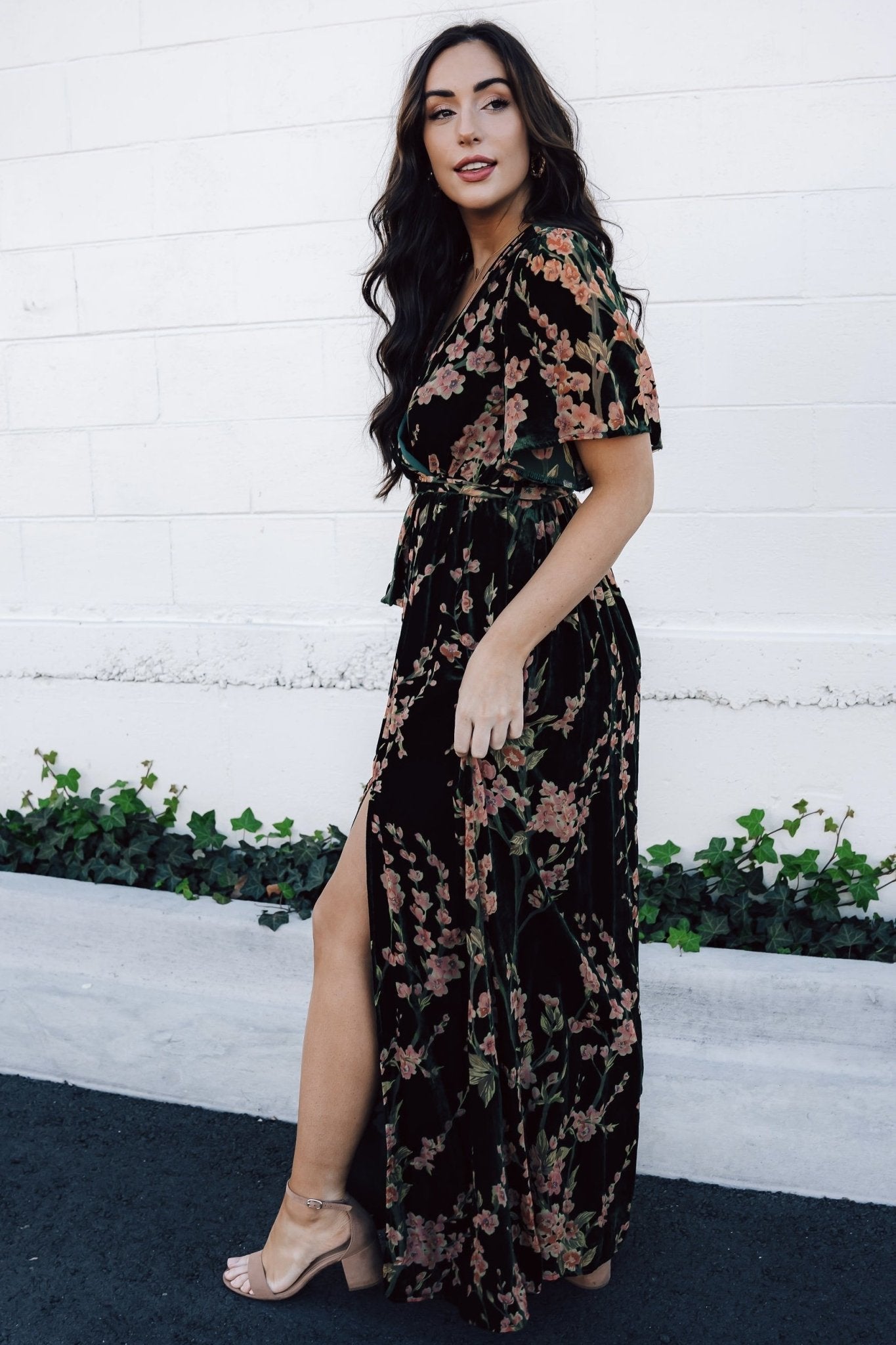 Uma Velvet Maxi Dress | Green Floral - Baltic Born