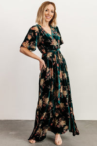 Uma Velvet Maxi Dress | Jade Floral | Baltic Born