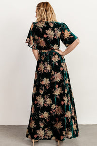 Uma Velvet Maxi Dress | Jade Floral | Baltic Born