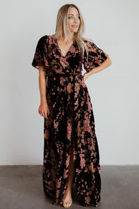Uma Velvet Maxi Dress | Plum Floral | Baltic Born